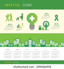 vector green hospital icon set    
