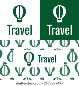 Vector verde Globo de aire caliente de la agencia de viajes Logo