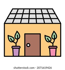 Vector Green House Filled Outline Icon Design
