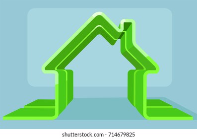 Vector of a green house outline.
