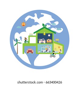 vector green house save the planet 