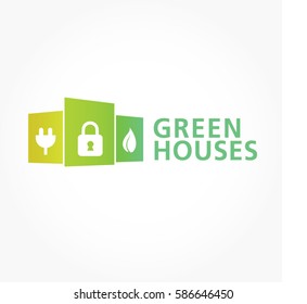Vector green houses logo idea.
