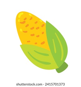Vector green husks of yellow corn are used as a food ingredient.