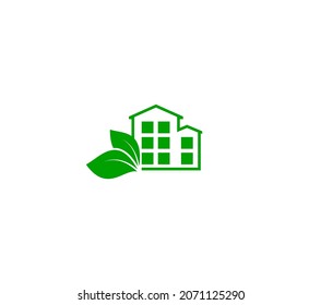 icono verde vector de casa privada de varios pisos de materiales naturales ecológicos