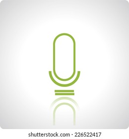 Vector green icon with reflection for mobile applications and devices