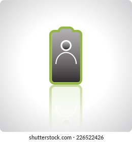 Vector green icon with reflection for mobile applications and devices