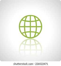 Vector green icon with reflection for mobile applications and devices