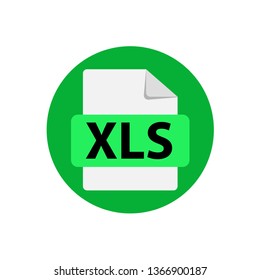 Vector green icon XLS. File format extensions icon. flat design style. Circle buttons.