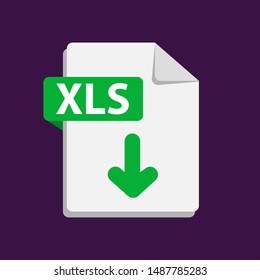 Vector green icon XLS. File format extensions icon. flat design style. 