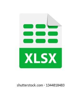 Vector green icon XLSX. File format extensions icon. flat design style. 