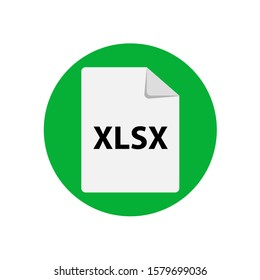 Vector green icon XLSX. File format extensions icon. flat design style. Circle buttons. icon office  program 