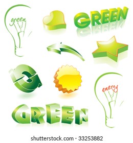 Iconos verdes del vector
