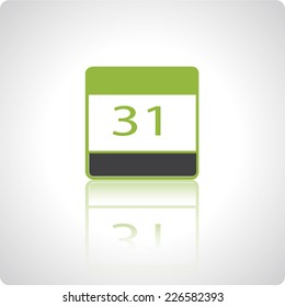 Vector green icons with reflection for mobile devices and applications