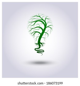 Vector green idea environmental protection on a light gray background