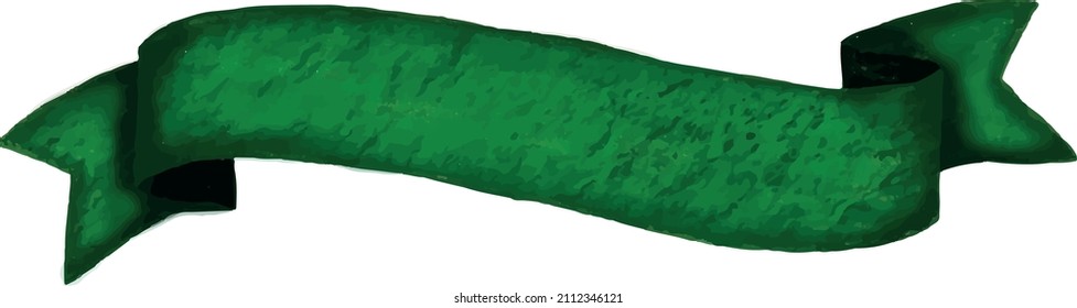 Vector green image with horizontal ribbon, isolated on white. Decorative bow for your design
