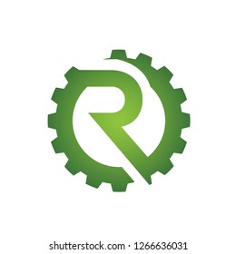 Vector Green Initial R Gear Logo