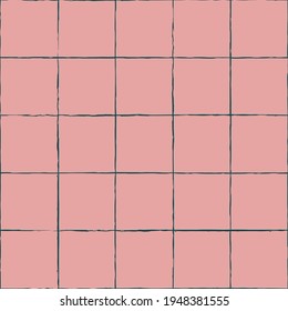 Vector green ink mesh grid pink seamless pattern