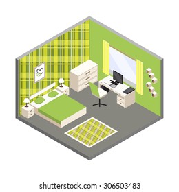 vector green isometric room 