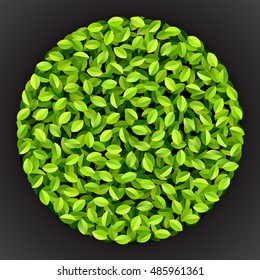 Vector Green Jumble Leaves Circle Shapes Background Design Element