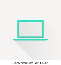 Vector green laptop icon on white background 
