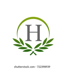 Vector Green Laurel Set Initial H Logo