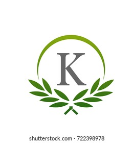 Vector Green Laurel Set Initial K Logo
