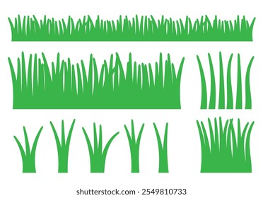 Ilustração da textura do feno da grama do gramado verde do vetor. Natural, orgânico, bio, rótulo ecológico e forma em fundo branco. Padrão de terra firme.	
