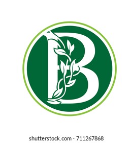 Vector Green Leaf Agriculture Letter B Logo