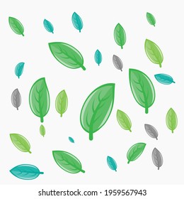 Vector green leaf icons over white eco concept Free Vector
