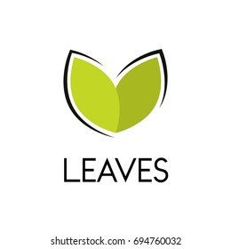 Vector green leaf logo illustration. Symbol of ecology.