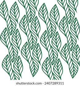 Vector green leaf motif, background and pattern