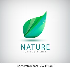 vector green leaf, nature, organic icon, logo isolated