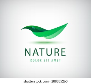 vector green leaf, nature, organic icon, logo isolated