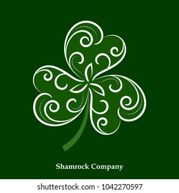 Vector Green Leaf Shamrock Icon. Happy Patrick Day Holiday