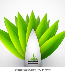 Vector green leaf spring concept background