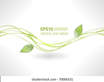 Vector green leaf wave background for your design