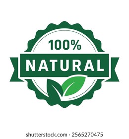 Vector green leafy logo with the words 100% natural written below it