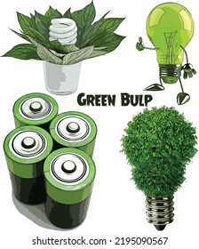 Vector Green leave bulb collection