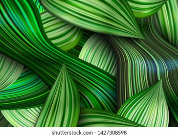 Vector green leaves abstract background, fresh and bright decorative tropical forest backdrop for your design.