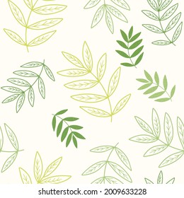 Vector green leaves and branches seamless pattern