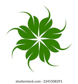 Vector green leaves decoration eight point stars