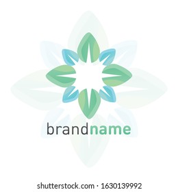 Vector Green Leaves Frame, Nature Spark Logo. Professional Graphic Design, Branding, Icon.