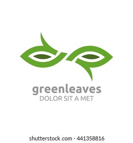Vector Green Leaves with Natural Ecology Abstract Design Concept, Logo, Logotype element for template.