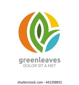 Vector Green Leaves with Natural Ecology Abstract Design Concept, Logo, Logotype element for template.