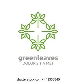 Vector Green Leaves with Natural Ecology Abstract Design Concept, Logo, Logotype element for template.