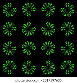 vector of green leaves on black background. seamless pattern for decorated, card, wallpaper.