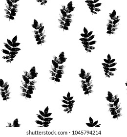 Vector green leaves on white background. Seamless pattern