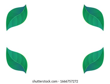 Vector Green Leaves On White Background.