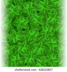 Vector Green Leaves Pattern. Evergreen Hedgegrow. Summer Leaves Background
