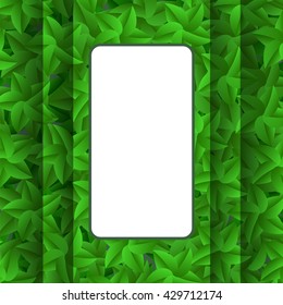 Vector Green Leaves Pattern. Evergreen Hedgegrow. Summer Leaves Background